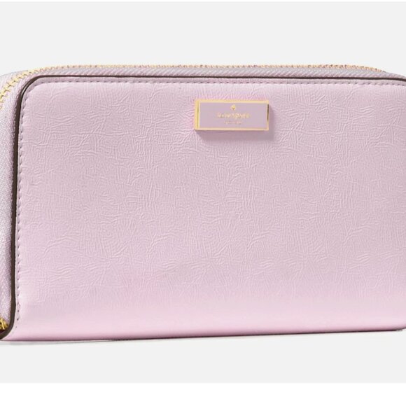New Kate Spade Bridget Crinkle Patent Large Continental Wallet Lilac Moonlight - Picture 2 of 3